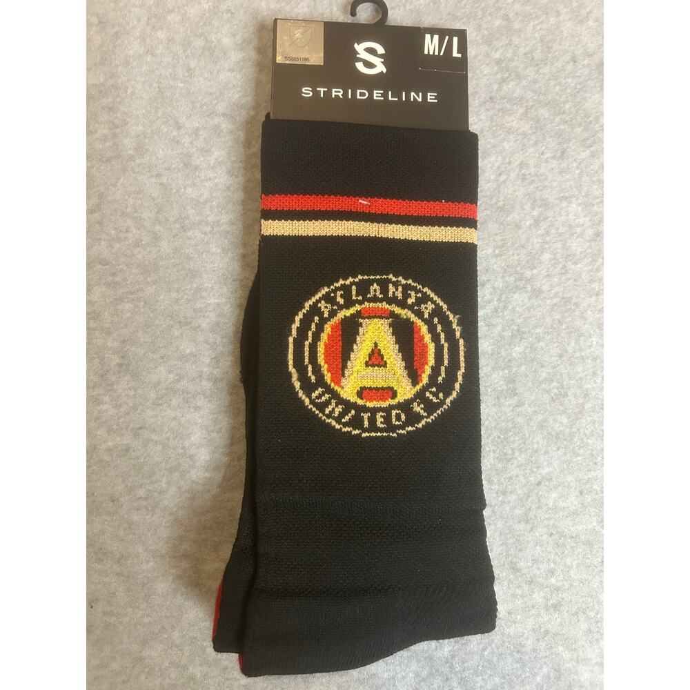 Strideline Atlanta United FC Crew Knit Socks Black Red Yellow M/L NWT